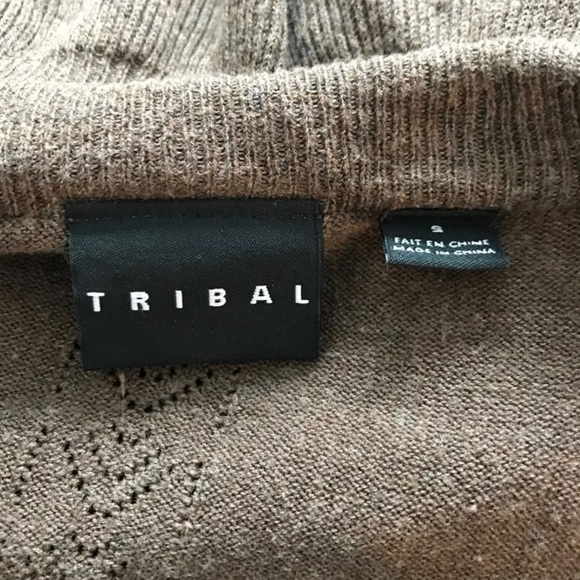 Tribal Brown Ruffle Open Cardigan Sweater Small - Picture 3 of 3